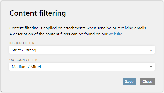 Changing content filter settings