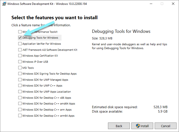 How to install the microsoft debugging tools