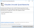 Die Liste der erlaubten Unicode-Sprachbereiche