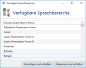 Die verfügbaren Unicode-Sprachbereiche