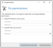 Correcting permissions in the database