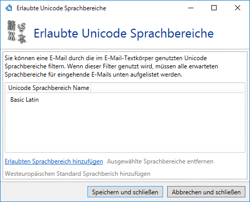 Allowed Unicode language planes